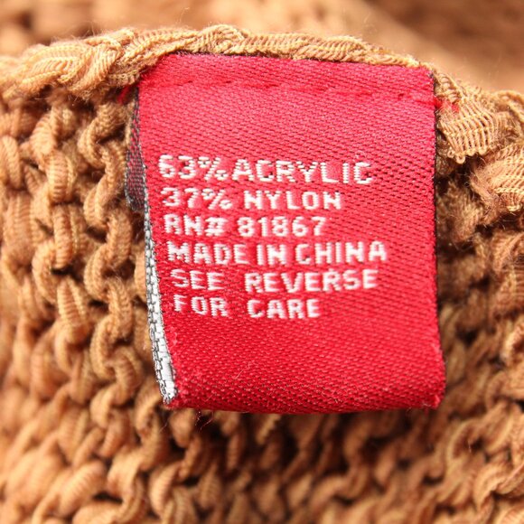 Y2K J.J. Basics Women's Brown Hooded Deep V-Neck Tunic Sweater Size M - Picture 9 of 10